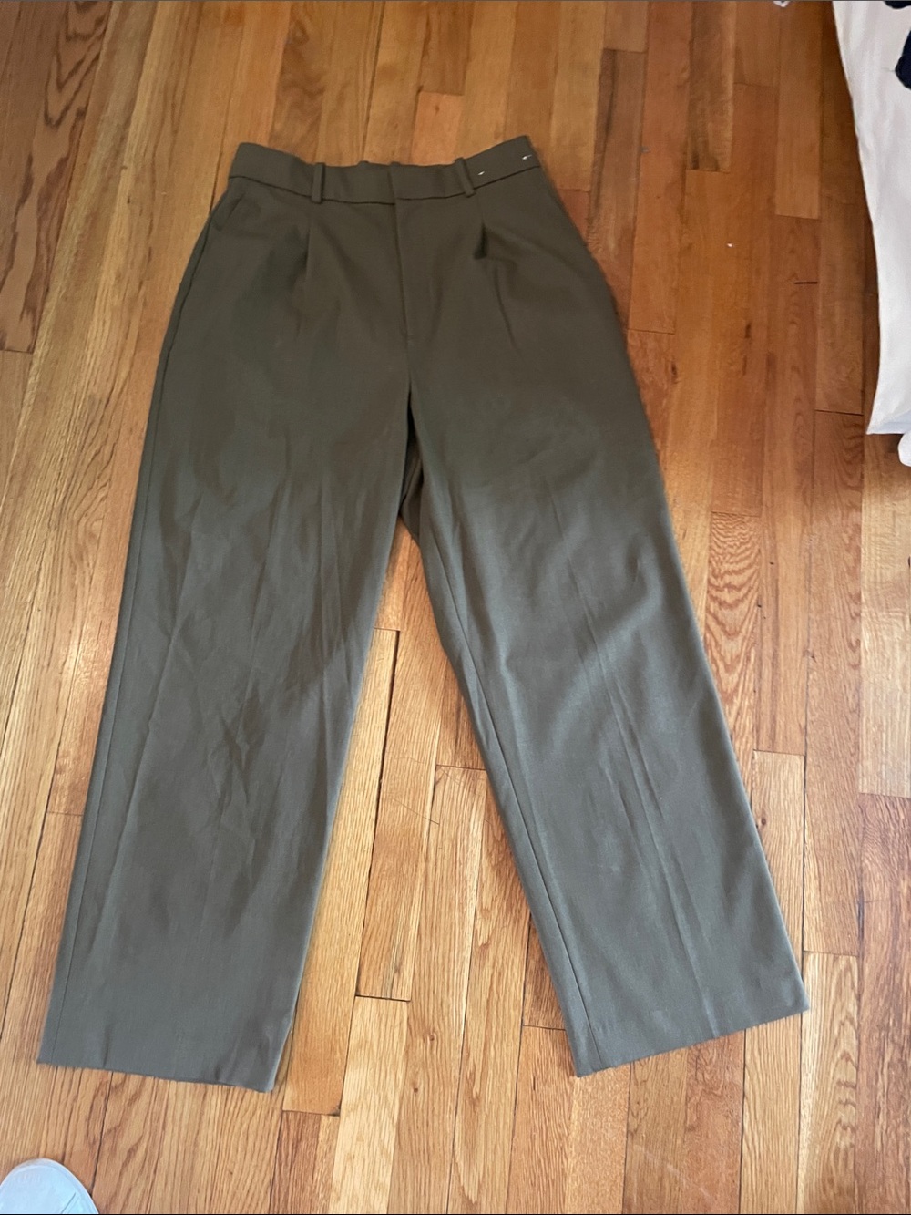 H&M Olive Wide-Leg High-Rise Trousers